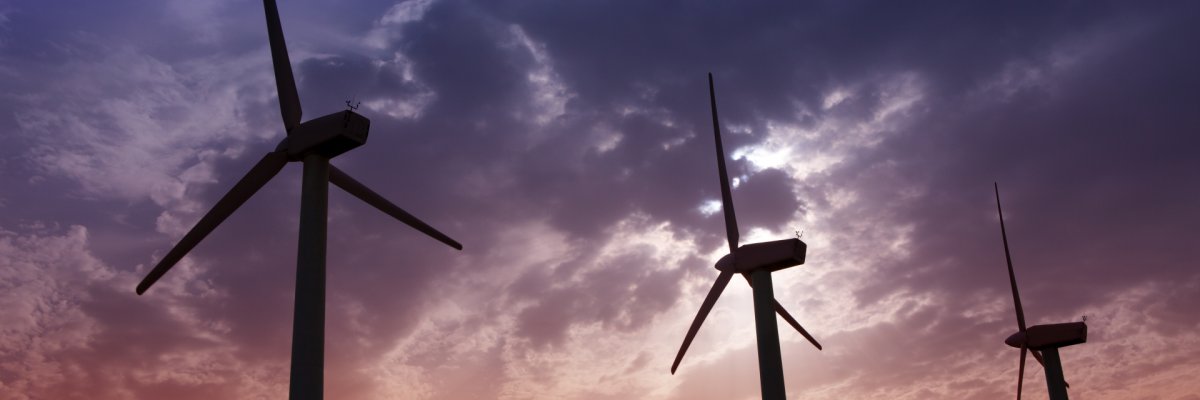 Sunset over Gran Canaria turbines